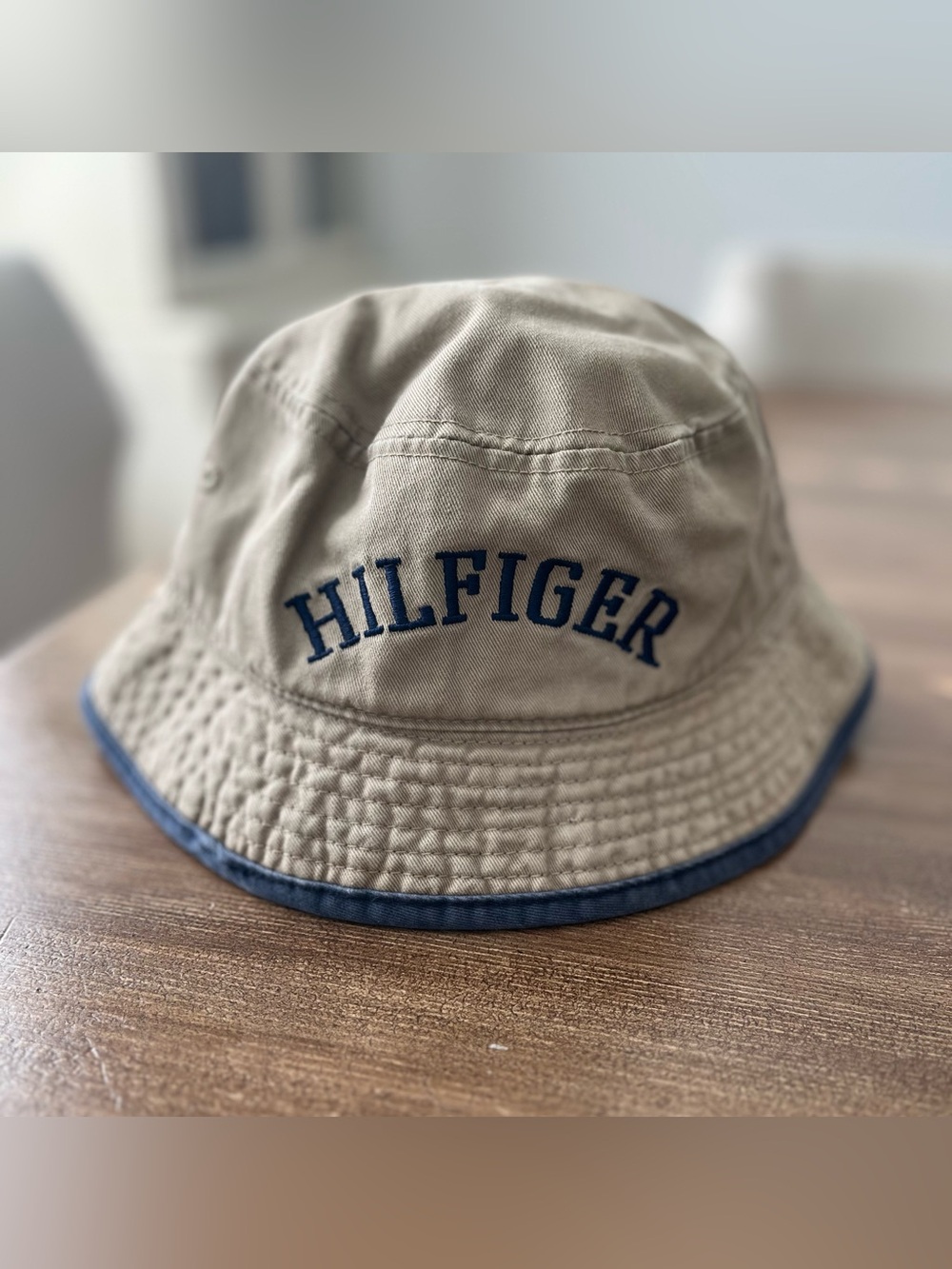 Tommy Hilfiger Kids Khaki Bucket Hat with Navy Embroidery